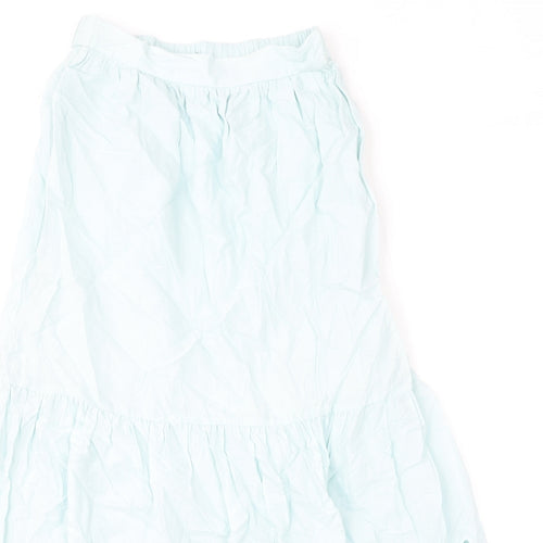 Marks and Spencer Womens Blue Cotton Flare Skirt Size 8 - Embroidery