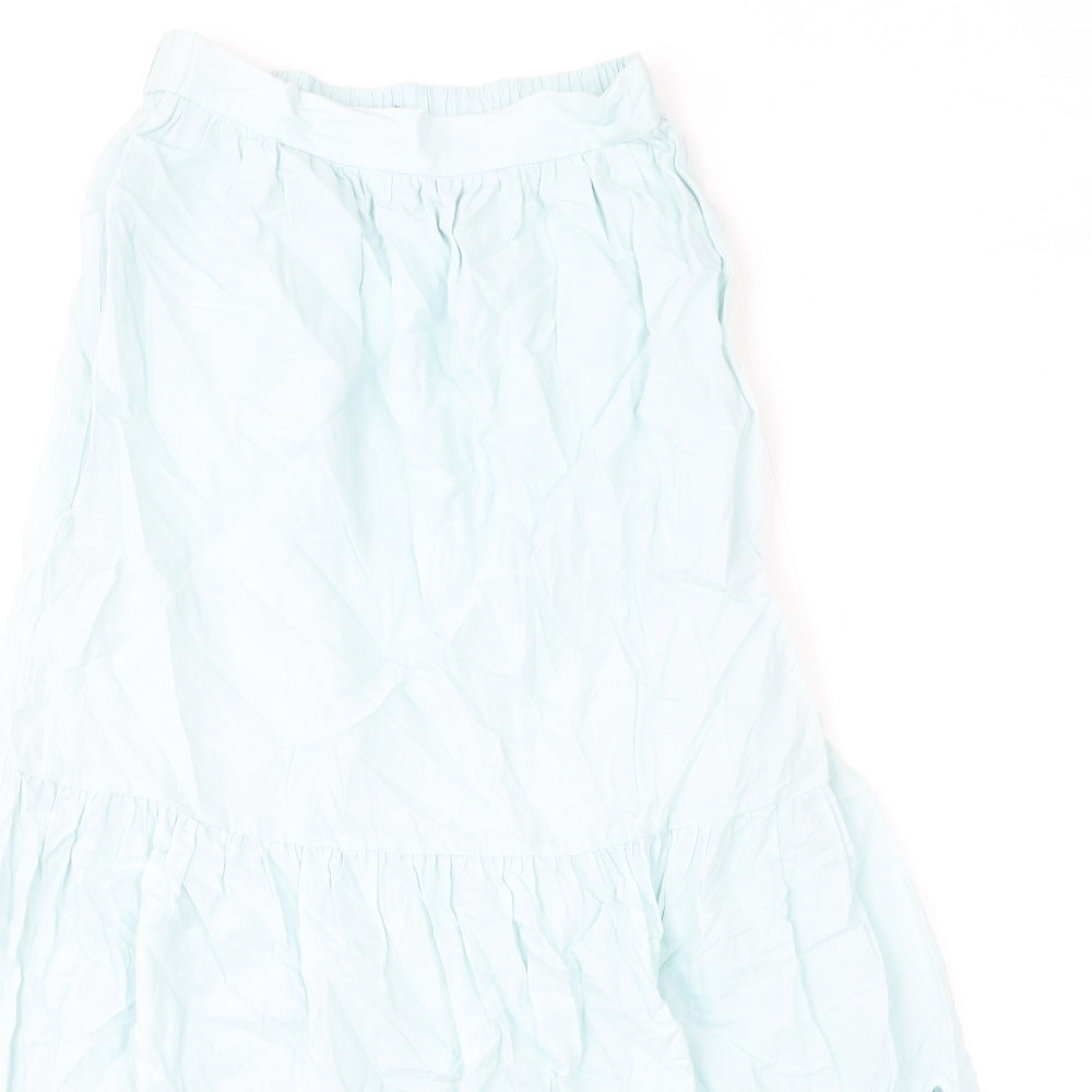 Marks and Spencer Womens Blue Cotton Flare Skirt Size 8 - Embroidery