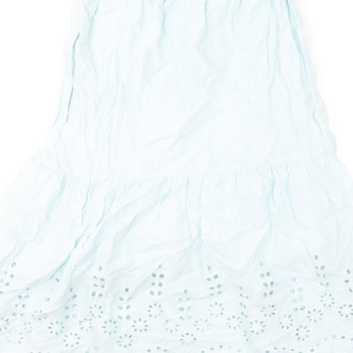 Marks and Spencer Womens Blue Cotton Flare Skirt Size 8 - Embroidery