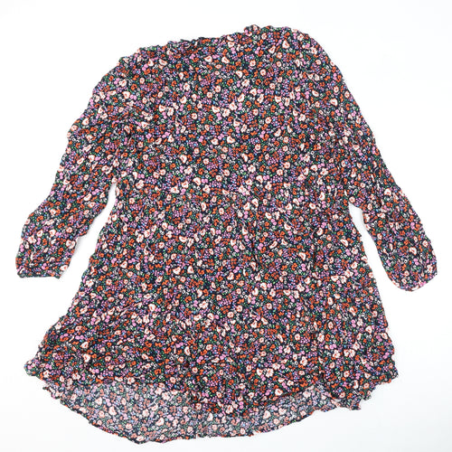 Marks and Spencer Womens Multicoloured Floral Viscose A-Line Size 22 V-Neck Tie