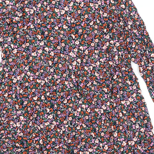 Marks and Spencer Womens Multicoloured Floral Viscose A-Line Size 22 V-Neck Tie