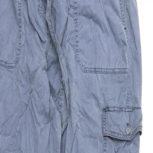 Marks and Spencer Womens Blue Lyocell Cargo Trousers Size 18 L28 in Regular Zip