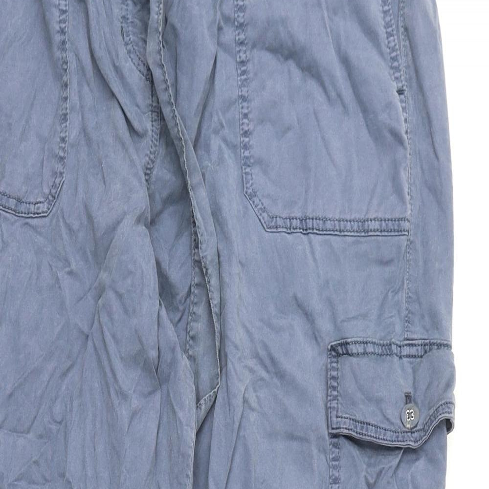 Marks and Spencer Womens Blue Lyocell Cargo Trousers Size 18 L28 in Regular Zip