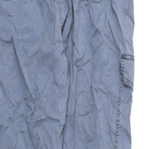 Marks and Spencer Womens Blue Lyocell Cargo Trousers Size 18 L28 in Regular Zip
