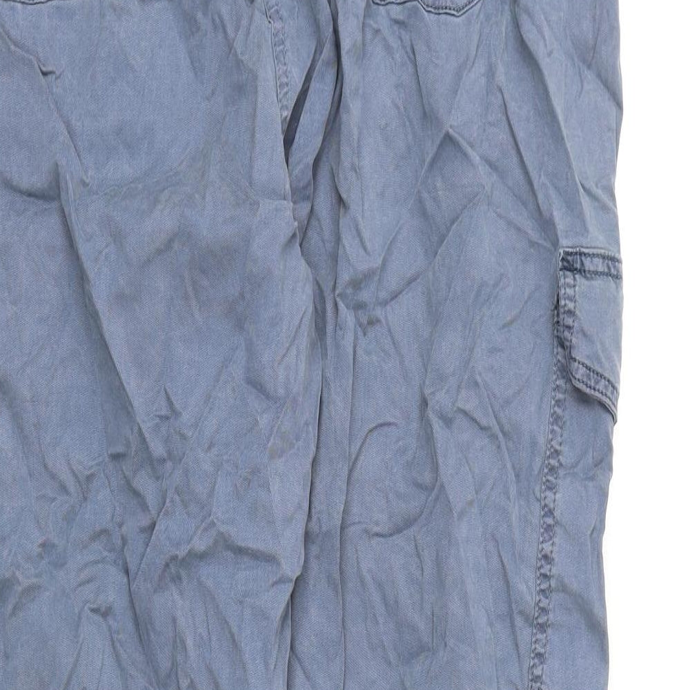 Marks and Spencer Womens Blue Lyocell Cargo Trousers Size 18 L28 in Regular Zip