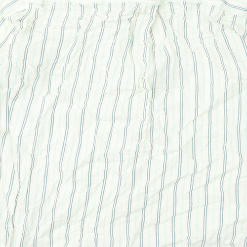 Marks and Spencer Womens Ivory Striped 100% Cotton Basic Button-Up Size 14 Collared