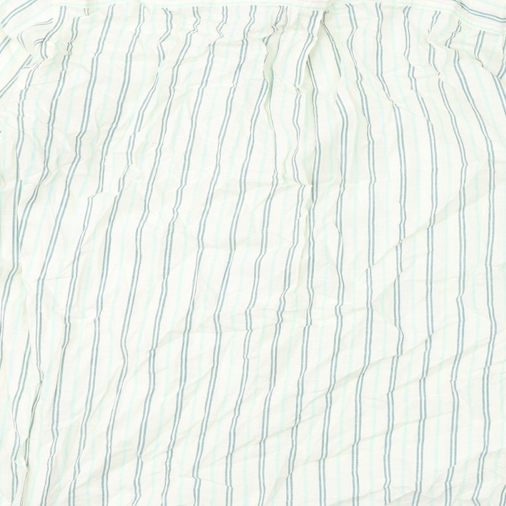 Marks and Spencer Womens Ivory Striped 100% Cotton Basic Button-Up Size 14 Collared