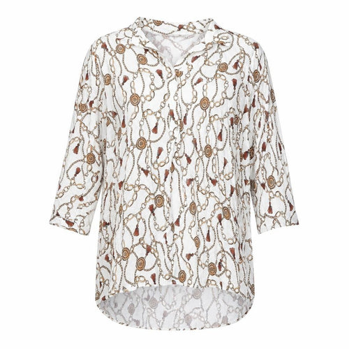 Yessica Womens White Geometric Viscose Shirt Dress Size XL Collared Button