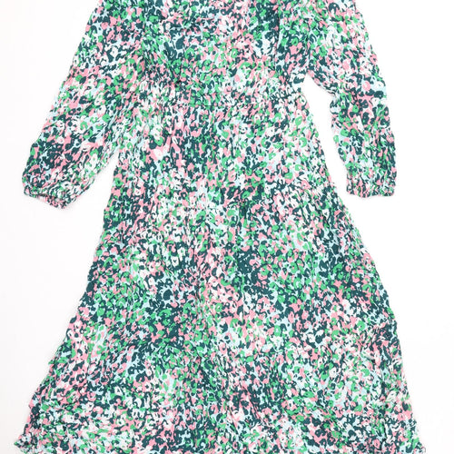 Marks and Spencer Womens Multicoloured Geometric Viscose A-Line Size 14 Off the Shoulder Pullover