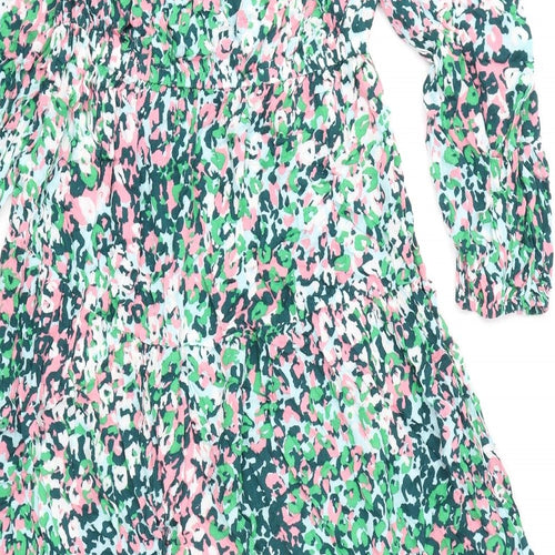 Marks and Spencer Womens Multicoloured Geometric Viscose A-Line Size 14 Off the Shoulder Pullover