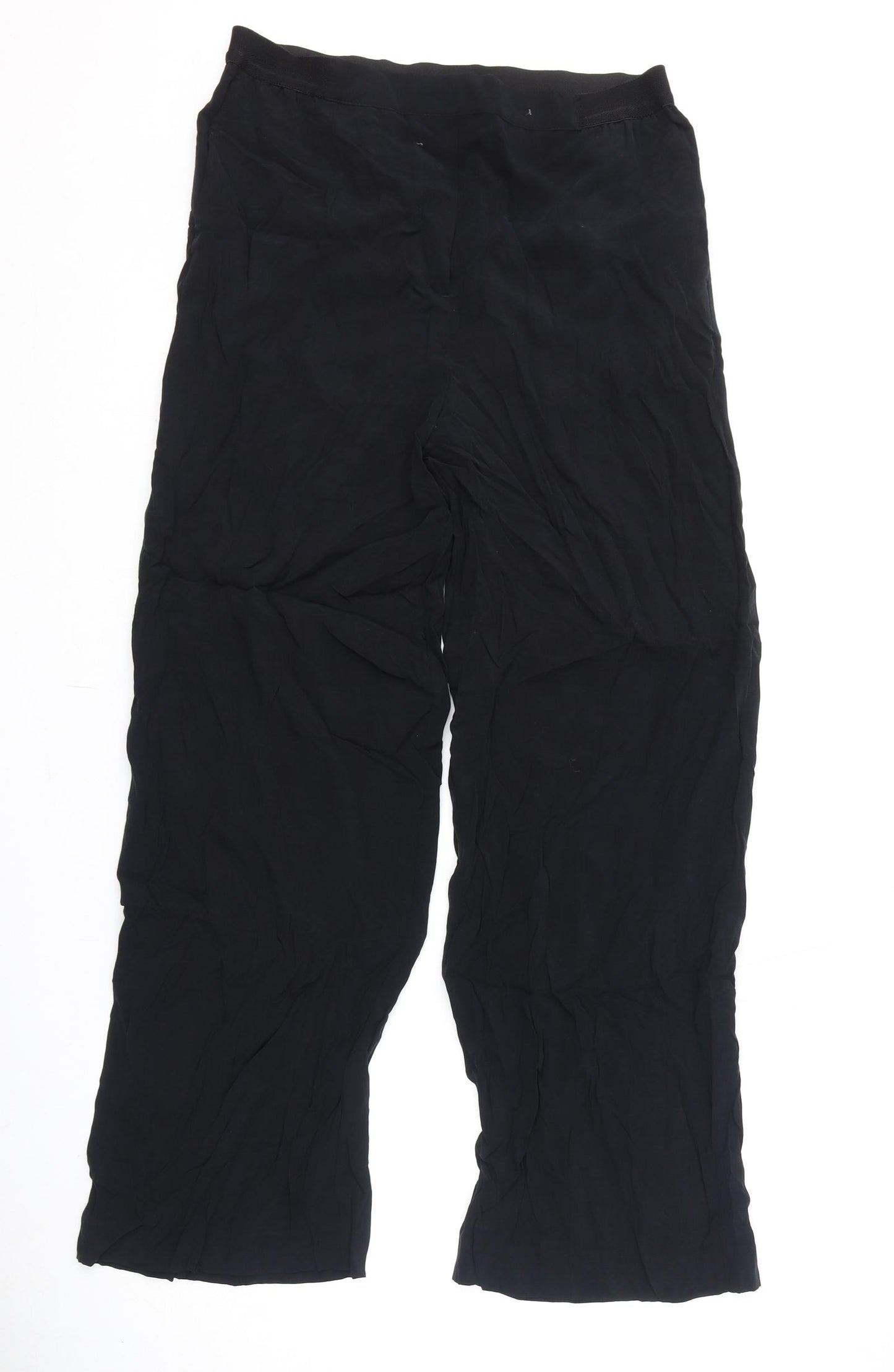 Autograph Womens Black Cupro Trousers Size 12 L30 in Regular