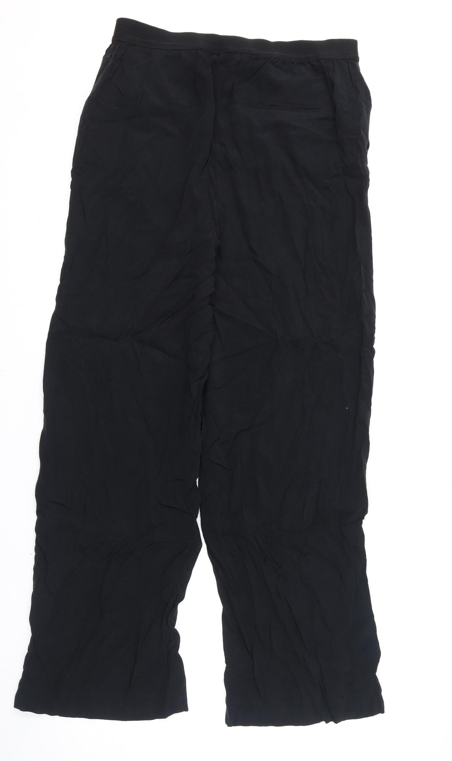 Autograph Womens Black Cupro Trousers Size 12 L30 in Regular