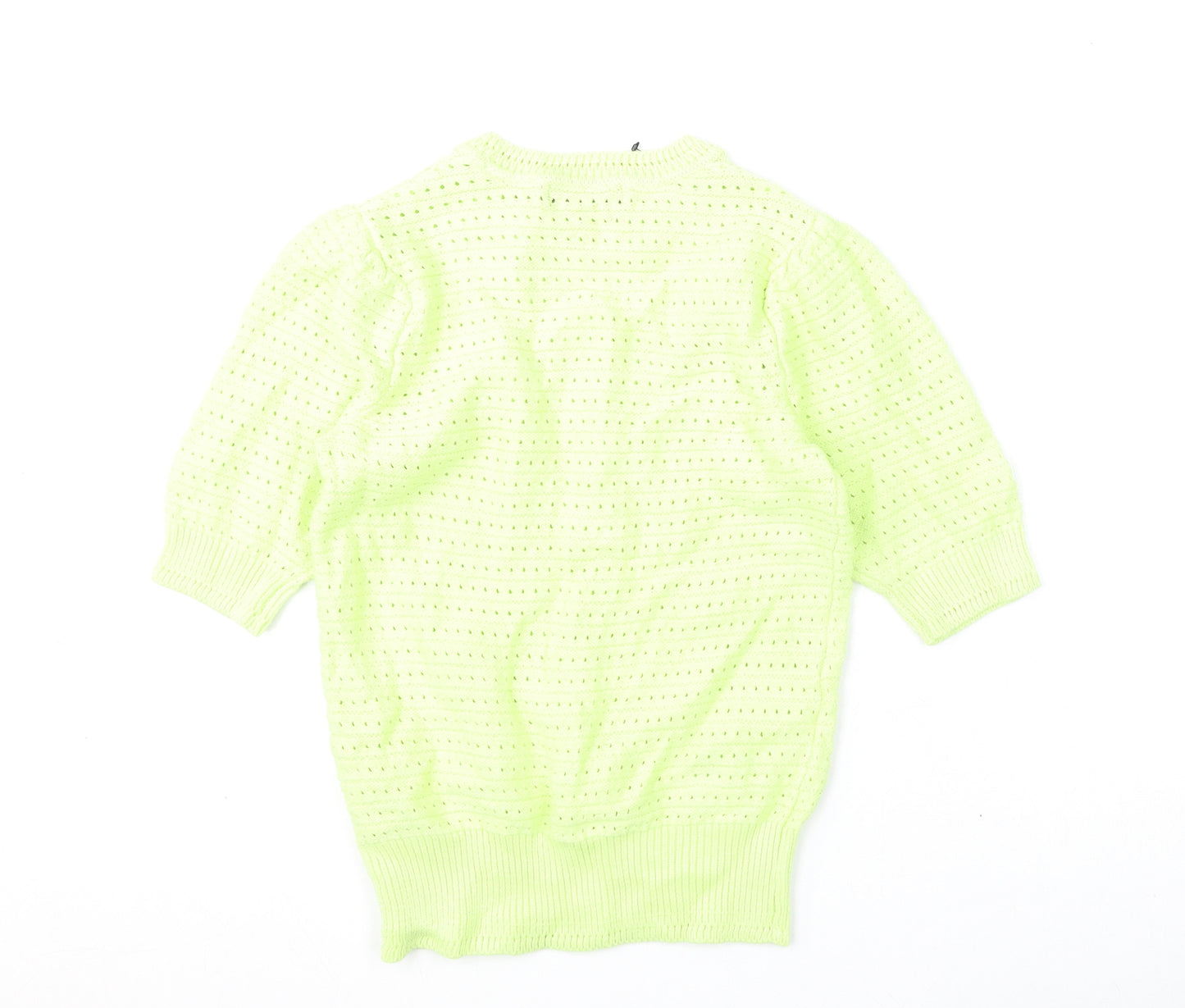 Marks and Spencer Womens Green Round Neck Cotton Pullover Jumper Size XS