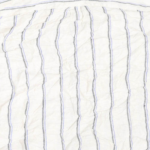 Marks and Spencer Womens Beige Striped Linen Basic Button-Up Size 22 Collared