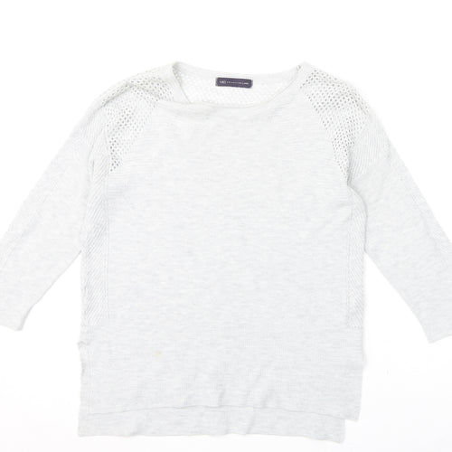 Marks and Spencer Womens Grey Round Neck Cotton Pullover Jumper Size 10