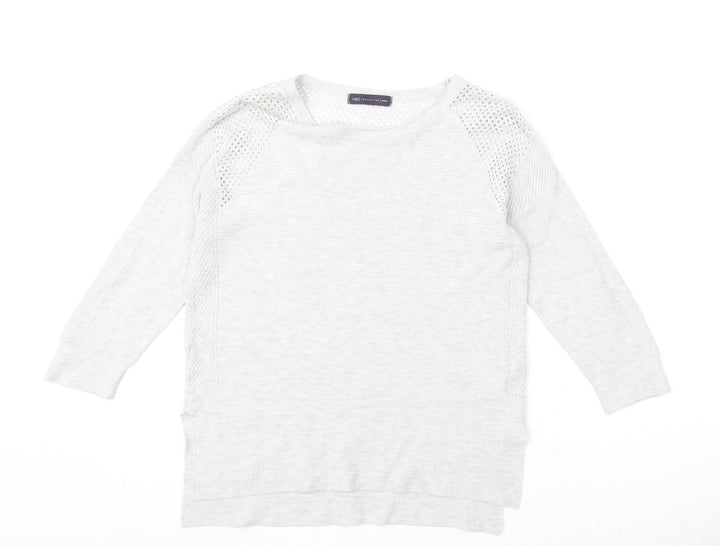 Marks and Spencer Womens Grey Round Neck Cotton Pullover Jumper Size 10