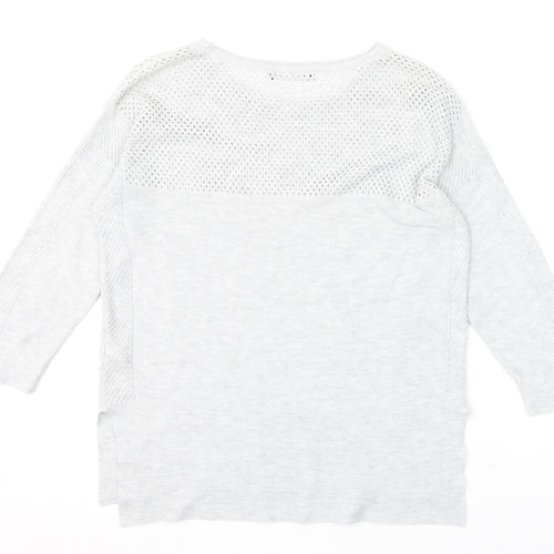 Marks and Spencer Womens Grey Round Neck Cotton Pullover Jumper Size 10