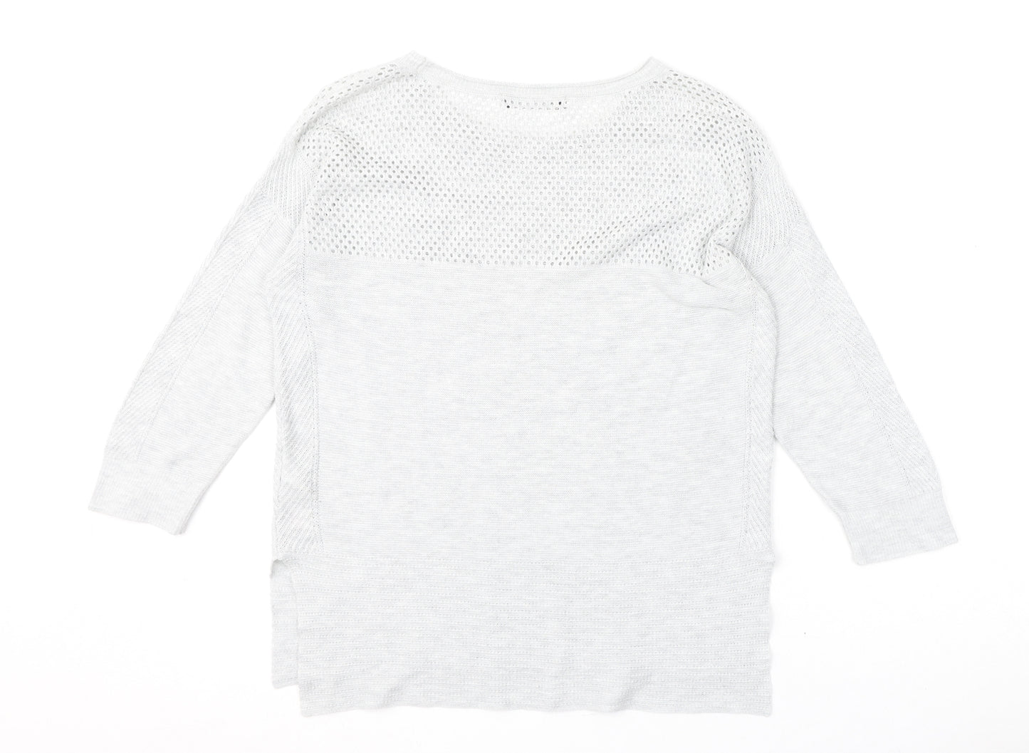 Marks and Spencer Womens Grey Round Neck Cotton Pullover Jumper Size 10