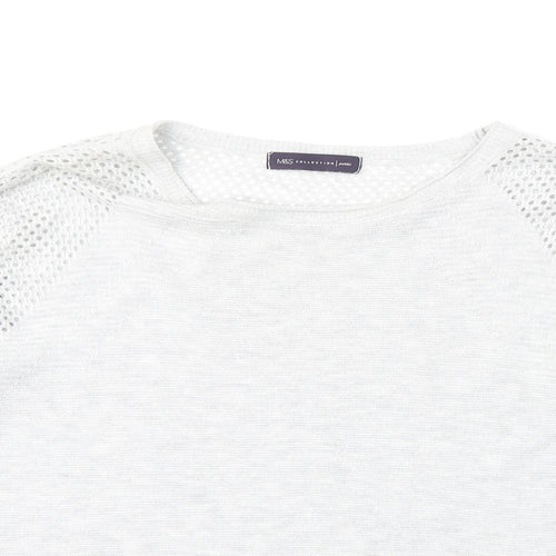 Marks and Spencer Womens Grey Round Neck Cotton Pullover Jumper Size 10