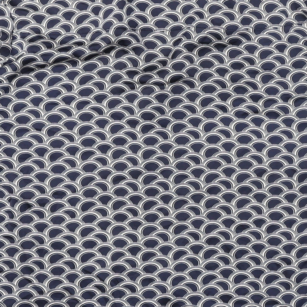 Autograph Womens Blue Geometric Polyester Basic Button-Up Size 14 Collared