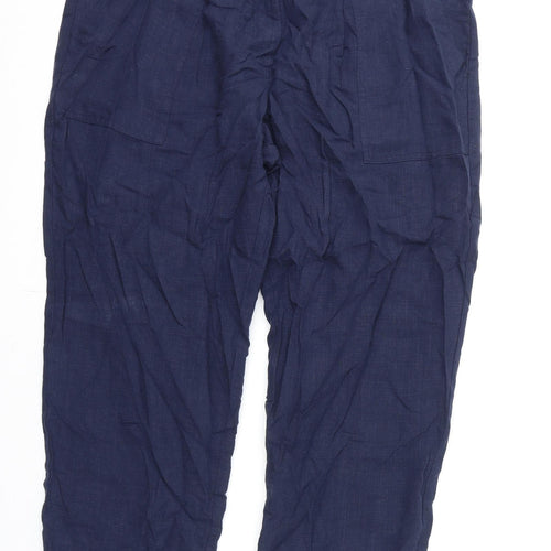 Per Una Womens Blue Lyocell Trousers Size 18 L27 in Regular Zip