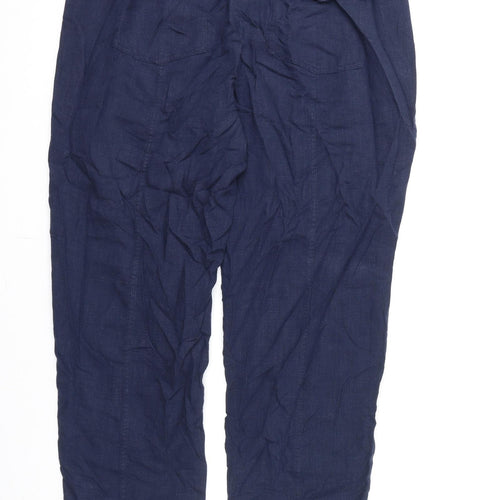 Per Una Womens Blue Lyocell Trousers Size 18 L27 in Regular Zip