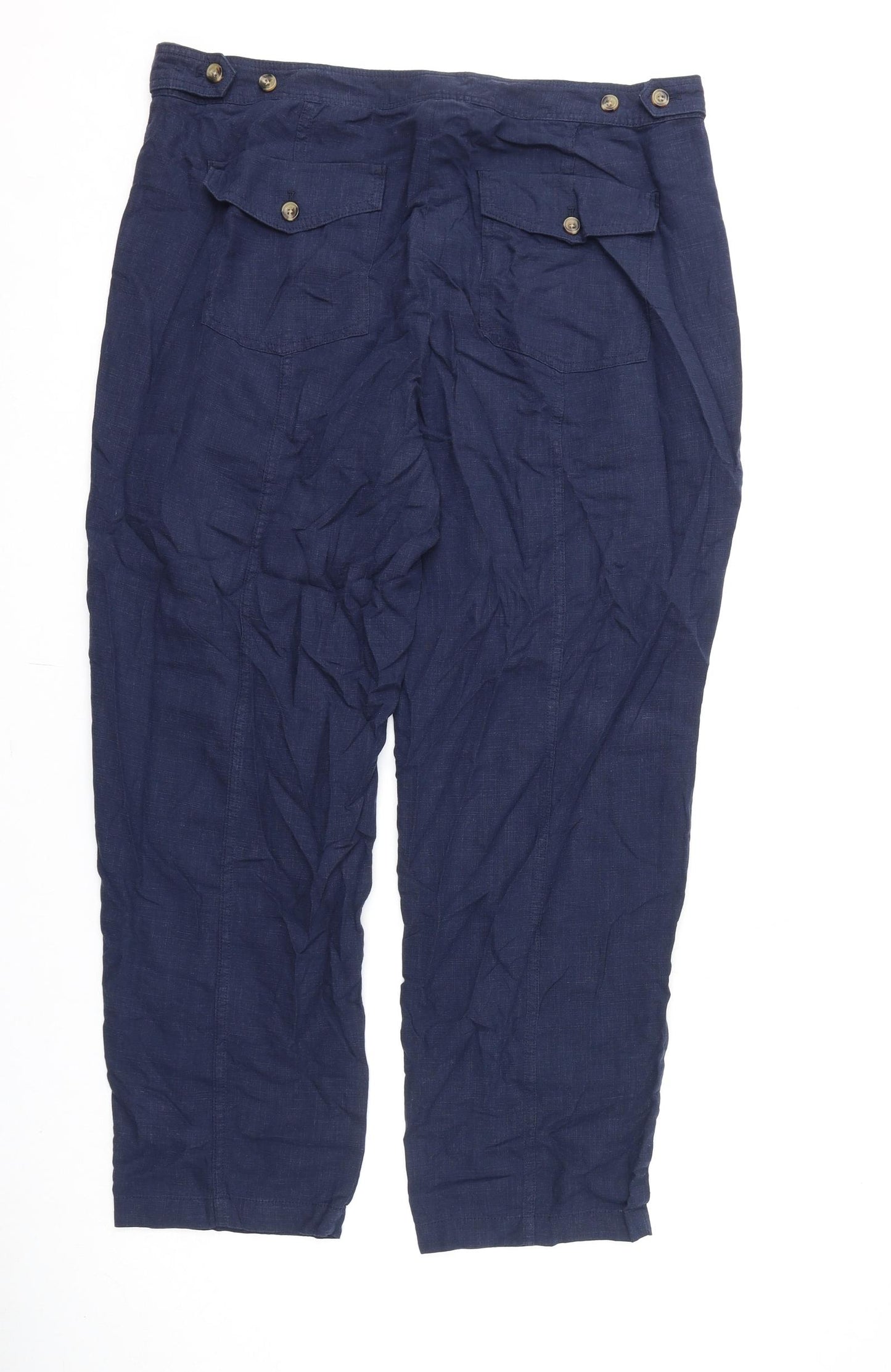 Per Una Womens Blue Lyocell Trousers Size 18 L27 in Regular Zip