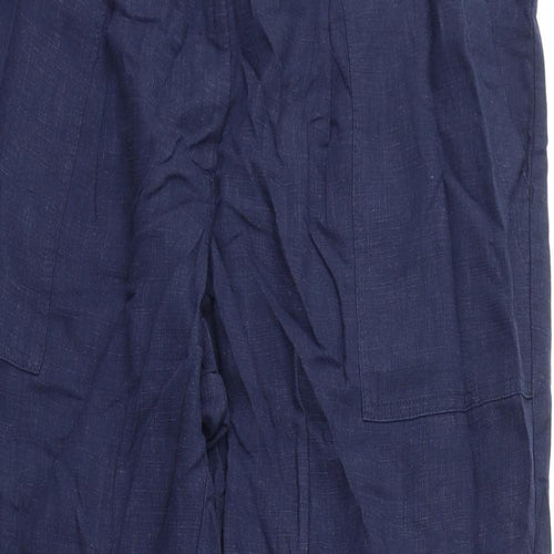 Per Una Womens Blue Lyocell Trousers Size 18 L27 in Regular Zip