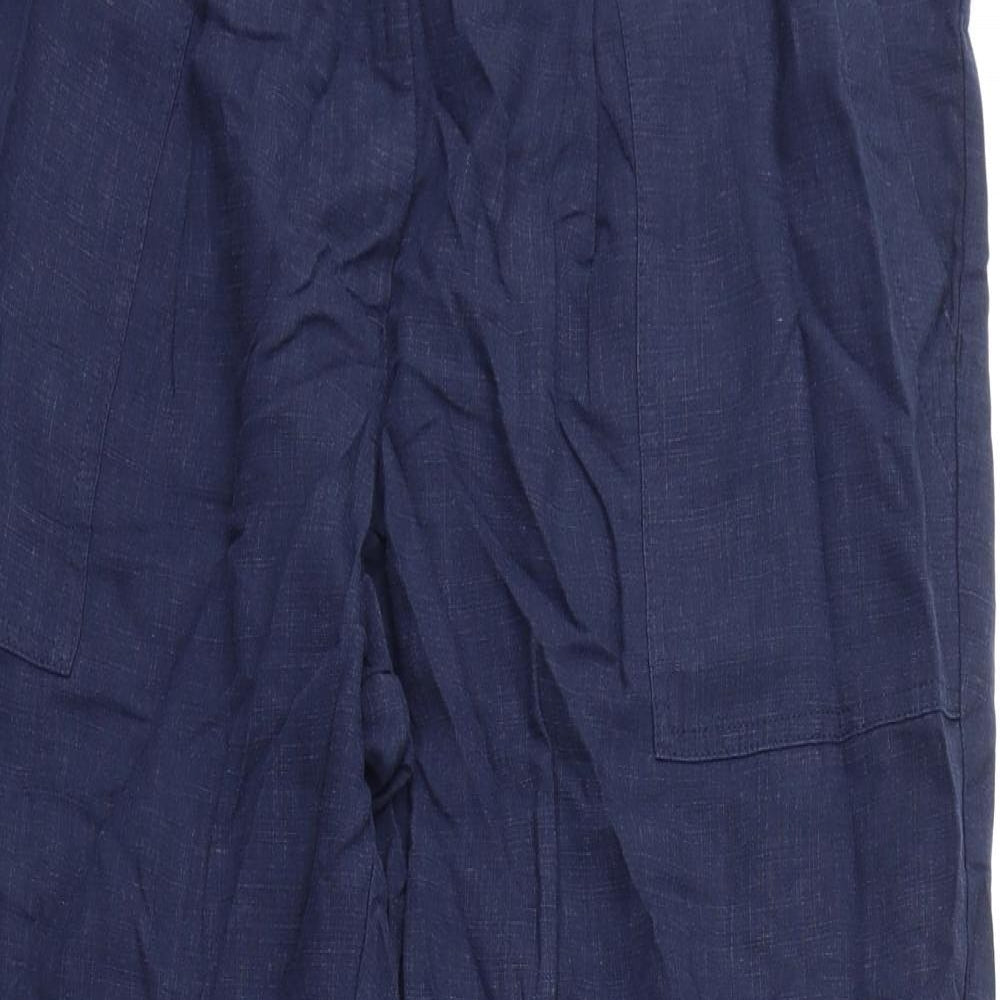 Per Una Womens Blue Lyocell Trousers Size 18 L27 in Regular Zip
