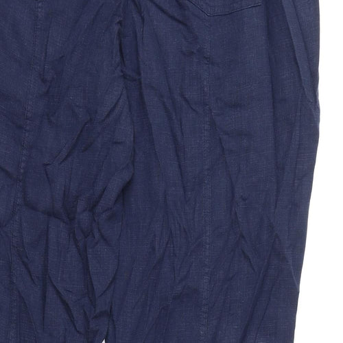 Per Una Womens Blue Lyocell Trousers Size 18 L27 in Regular Zip