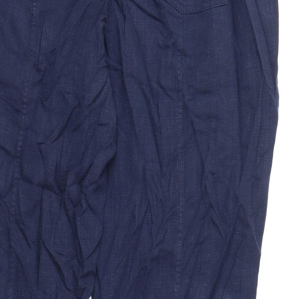 Per Una Womens Blue Lyocell Trousers Size 18 L27 in Regular Zip