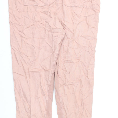 Marks and Spencer Womens Pink Lyocell Trousers Size 18 L30 in Regular Drawstring