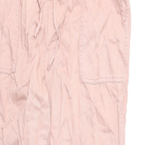 Marks and Spencer Womens Pink Lyocell Trousers Size 18 L30 in Regular Drawstring