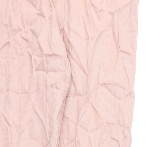 Marks and Spencer Womens Pink Lyocell Trousers Size 18 L30 in Regular Drawstring