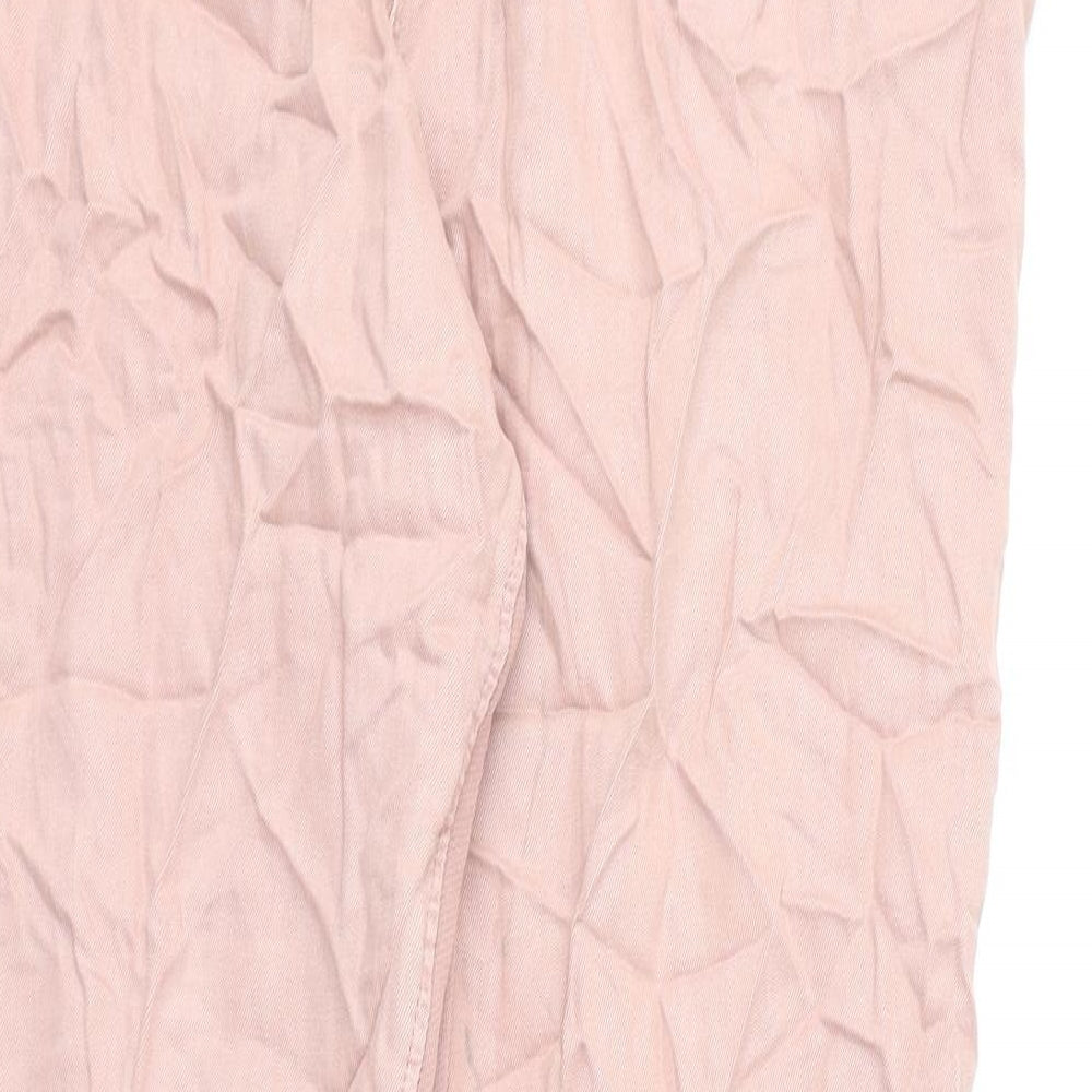 Marks and Spencer Womens Pink Lyocell Trousers Size 18 L30 in Regular Drawstring