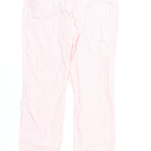 Marks and Spencer Womens Pink Striped Cotton Chino Trousers Size 8 L23 in Regular Zip