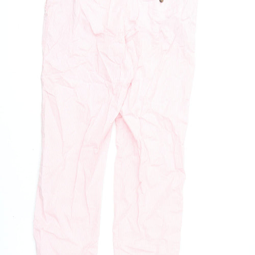 Marks and Spencer Womens Pink Striped Cotton Chino Trousers Size 8 L23 in Regular Zip