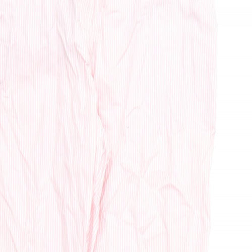 Marks and Spencer Womens Pink Striped Cotton Chino Trousers Size 8 L23 in Regular Zip