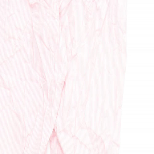 Marks and Spencer Womens Pink Striped Cotton Chino Trousers Size 8 L23 in Regular Zip