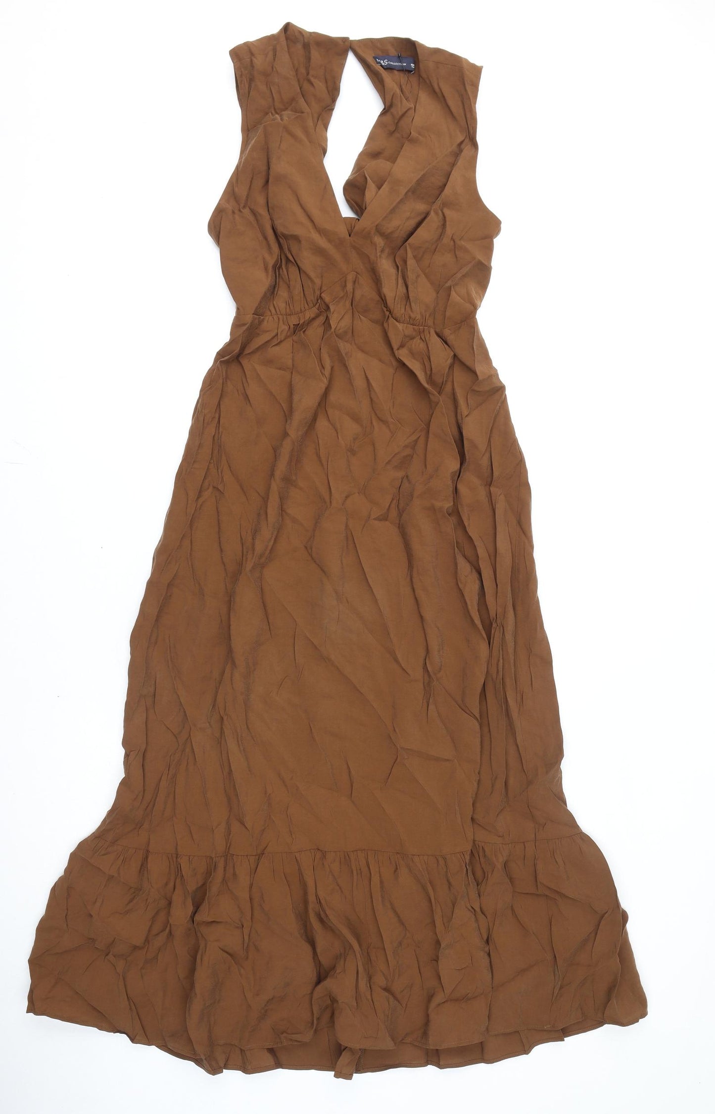 Marks and Spencer Womens Brown Modal Maxi Size 10 V-Neck Tie