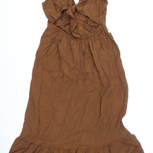 Marks and Spencer Womens Brown Modal Maxi Size 10 V-Neck Tie