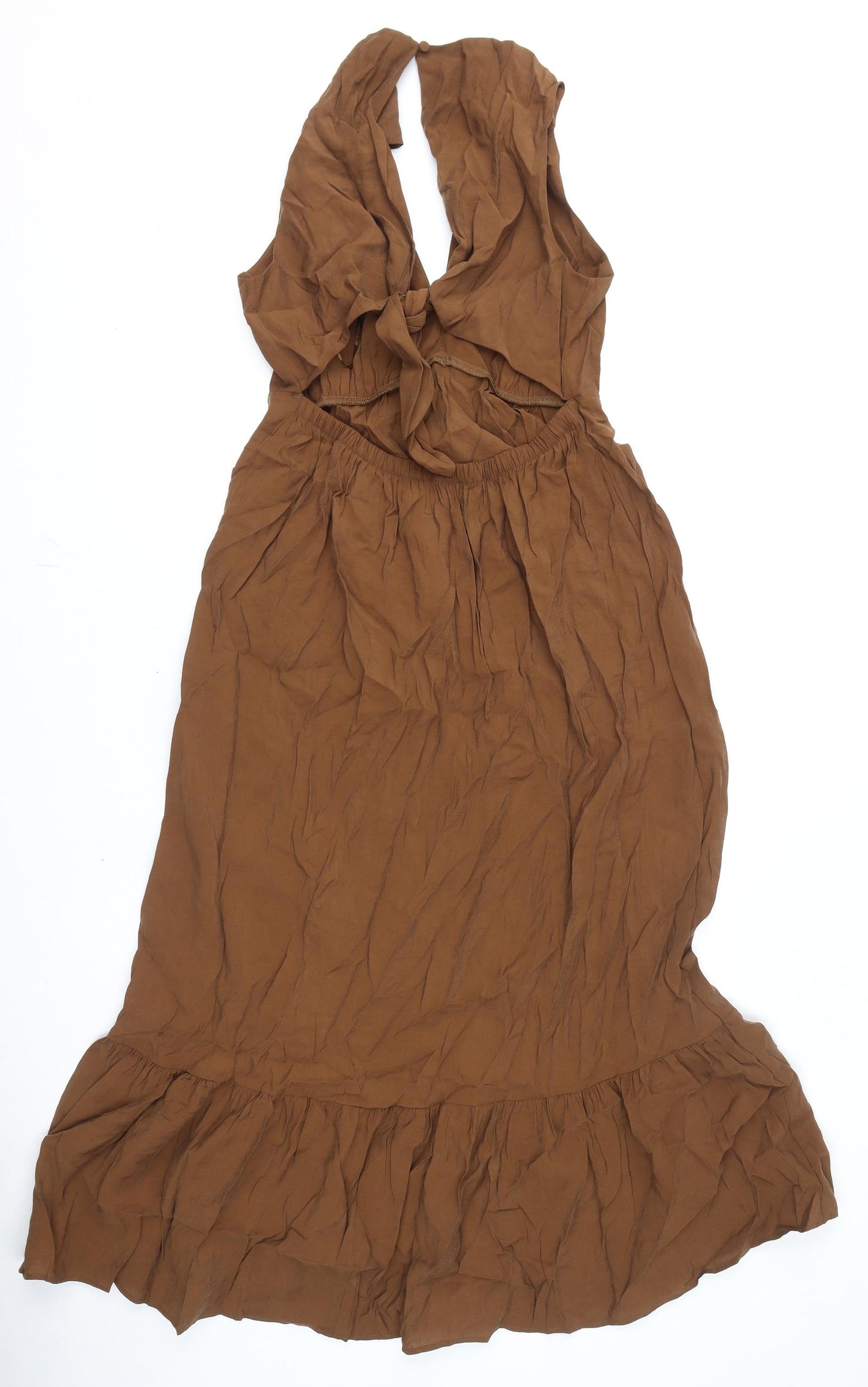 Marks and Spencer Womens Brown Modal Maxi Size 10 V-Neck Tie