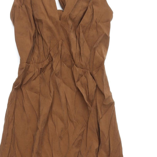 Marks and Spencer Womens Brown Modal Maxi Size 10 V-Neck Tie