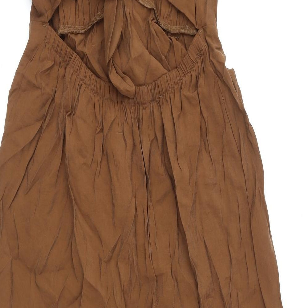 Marks and Spencer Womens Brown Modal Maxi Size 10 V-Neck Tie