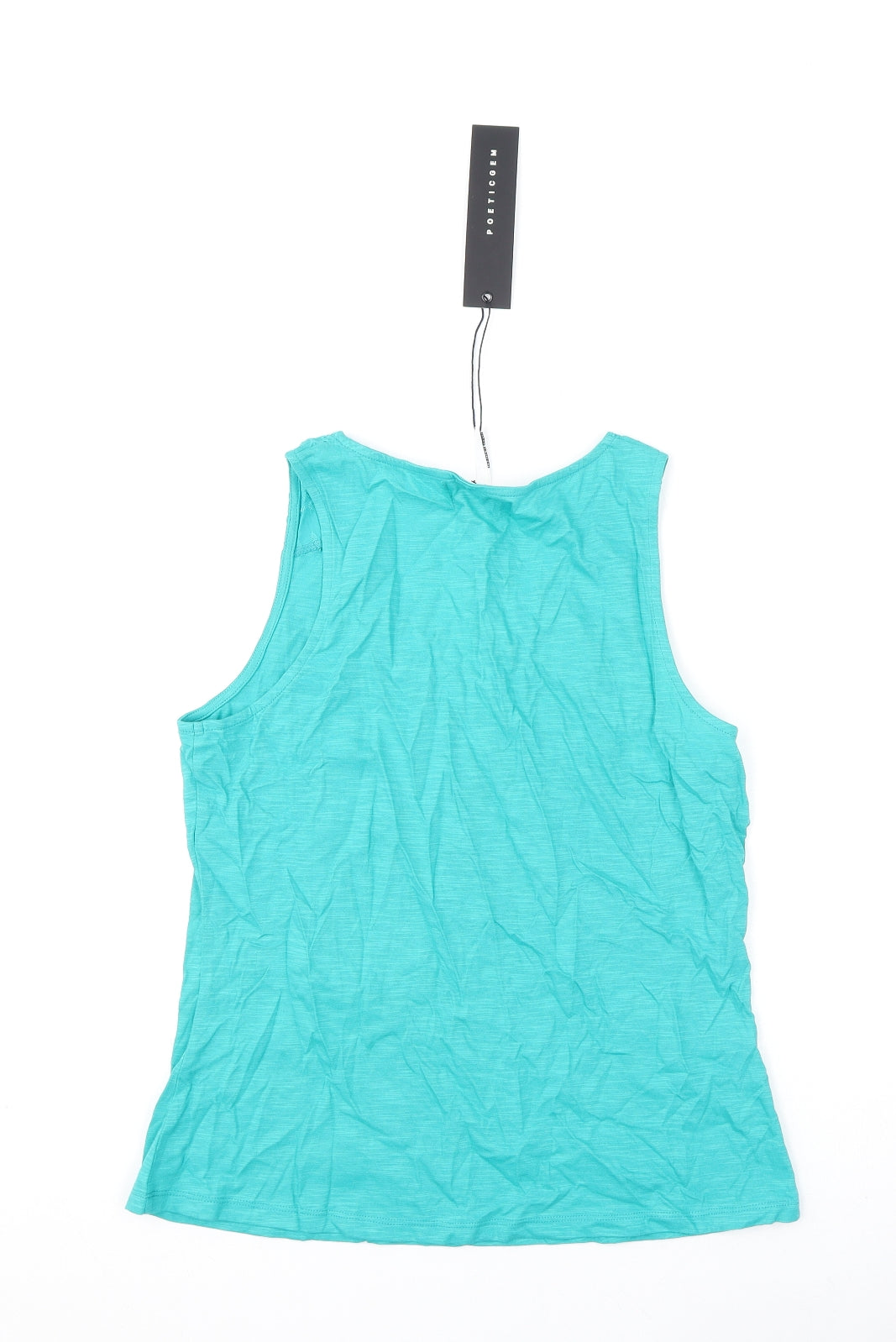 Poeticgem Womens Green Cotton Basic Tank Size 12 V-Neck