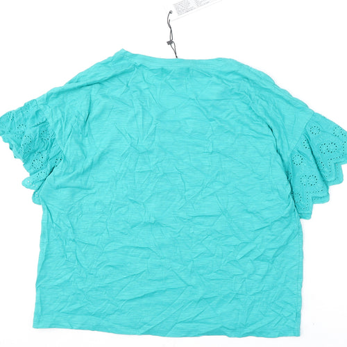 Poeticgem Womens Green Cotton Basic T-Shirt Size 12 V-Neck