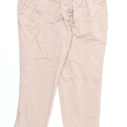 Marks and Spencer Womens Pink Cotton Chino Trousers Size 20 L26 in Regular Zip