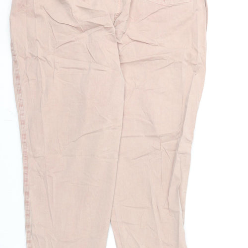 Marks and Spencer Womens Pink Cotton Chino Trousers Size 20 L26 in Regular Zip