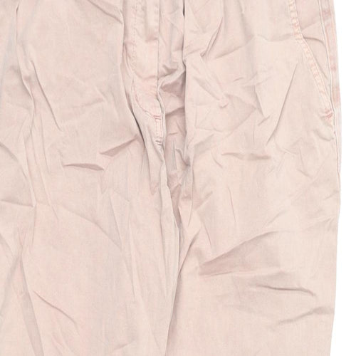 Marks and Spencer Womens Pink Cotton Chino Trousers Size 20 L26 in Regular Zip