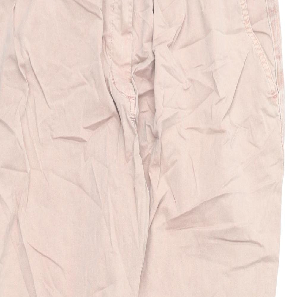 Marks and Spencer Womens Pink Cotton Chino Trousers Size 20 L26 in Regular Zip